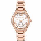 Michael Kors Sage Three-Hand Mother of Pearl White Dial Rose Gold Steel Strap Watch for Women - MK4806 Authentic Buy Shop Now