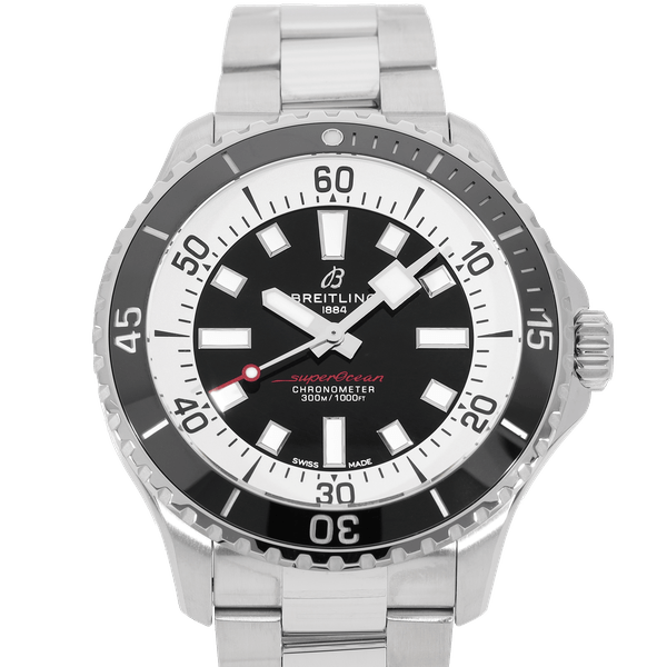 Breitling Superocean Automatic 44mm Black Dial Silver Steel Strap Watch for for Men - A17376211B1A1 Authentic Buy Shop Now