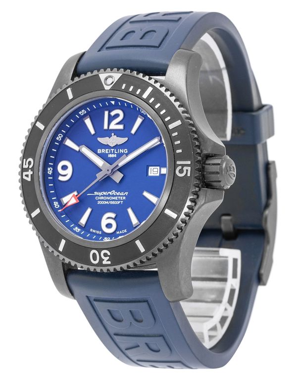 Breitling Superocean Automatic 46mm Blue Dial Blue Rubber Strap Watch for Men - M17368D71C1S1 Authentic Buy Shop Now