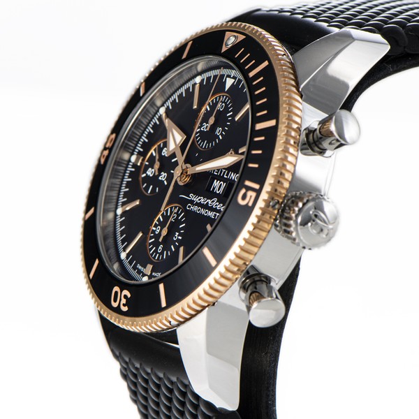 Breitling Superocean Heritage Chronograph 44 Black Dial Black Mesh Bracelet Watch for Men - U13313121B1S1 Authentic Buy Shop Now