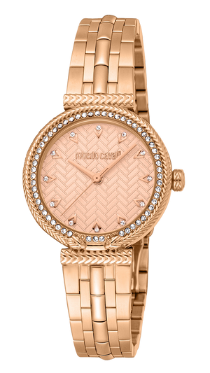 Just Cavalli Chiarezza Snake Core Rose Gold Dial Rose Gold Steel Strap Watch for Women - RC5L078M0045 Authentic Buy Shop Now