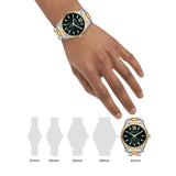 Michael Kors Lexington Quartz Green Dial Two Tone Steel Strap Watch For Men - MK9063 Authentic Buy Shop Now