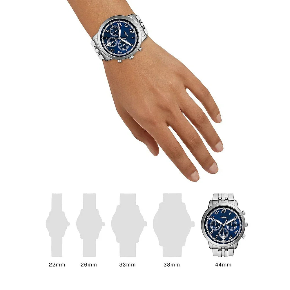 Fossil Neutra Chronograph Blue Dial Silver Steel Strap Watch for Men - FS6025 Authentic Buy Shop Now