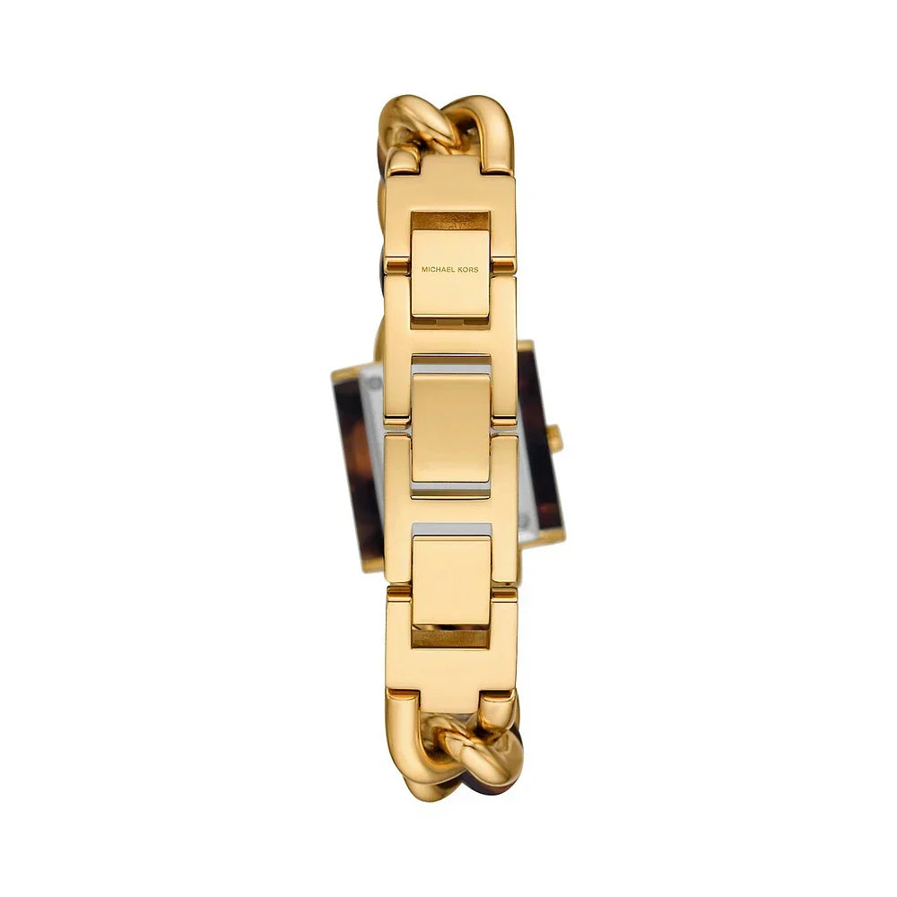 Michael Kors Chain Lock Analog Silver Dial Two Tone Steel Strap Watch for Women - MK4808 Authentic Buy Shop Now