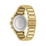 Hugo Boss Trace Chronograph Black Dial Gold Steel Strap Watch For Men - 1514006 Authentic Buy Shop Now