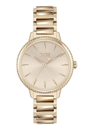 Hugo Boss Signature Gold Dial Gold Stainless Steel Strap Watch for Women - 1502540 Authentic Buy Shop Now