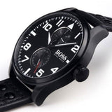 Hugo Boss Aeroliner Black Dial Black Leather Strap Watch For Men - 1513083 Authentic Buy Shop Now
