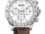 Hugo Boss Ikon White Dial Brown Leather Strap Watch for Men - 1513175 Authentic Buy Shop Now