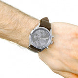 Hugo Boss Grand Prix Grey Dial Brown Leather Strap Watch for Men - 1513476 Authentic Buy Shop Now