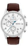 Hugo Boss Navigator White Dial Brown Leather Strap Watch for Men - 1513495 Authentic Buy Shop Now