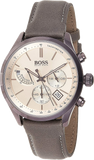 Hugo Boss Grand Prix White Dial Grey Leather Strap Watch for Men - 1513633 Authentic Buy Shop Now