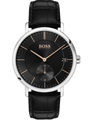 Hugo Boss Corporal Black Dial Black Leather Strap Watch for Men - 1513638 Authentic Buy Shop Now