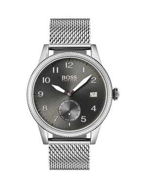 Hugo Boss Legacy Grey Dial Silver Mesh Bracelet Watch for Men - 1513673 Authentic Buy Shop Now