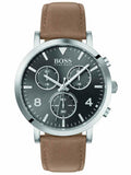 Hugo Boss Spirit Grey Dial Brown Leather Strap Watch for Men - 1513691 Authentic Buy Shop Now