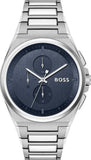 Hugo Boss Steer Chronograph Blue Dial Silver Steel Strap Watch For Men - 1514048 Authentic Buy Shop Now
