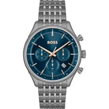 Hugo Boss Gregor Chronograph Blue Dial Grey Steel Strap Watch For Men - 1514083 Authentic Buy Shop Now