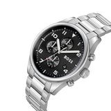 Hugo Boss View Chronograph Black Dial Silver Steel Strap Watch For Men - 1514008 Authentic Buy Shop Now