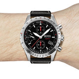 Hugo Boss Aero Chronograph Black Dial Black Leather Strap Watch for Men - 1513770 Authentic Buy Shop Now