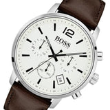 Hugo Boss Attitude White Dial Brown Leather Strap Watch for Men - 1513609 Authentic Buy Shop Now