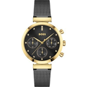 Hugo Boss Flawless Black Dial Black Mesh Bracelet Watch for Women - 1502627 Authentic Buy Shop Now