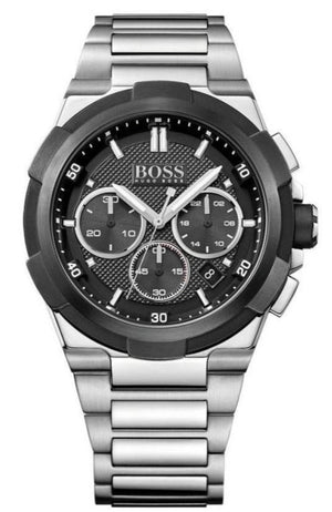 Hugo Boss Supernova Chronograph Black Dial Silver Steel Strap Watch for Men - 1513359 Authentic Buy Shop Now