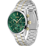 Hugo Boss Champion Chronograph Green Dial Two Tone Steel Strap Watch for Men - 1513878 Authentic Buy Shop Now
