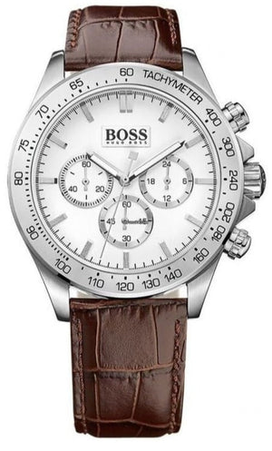 Hugo Boss Ikon White Dial Brown Leather Strap Watch for Men - 1513175 Authentic Buy Shop Now