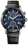 Hugo Boss Rafale Chronograph Quartz Blue Dial Black Leather Strap Watch For Men - HB1513391 Authentic Buy Shop Now