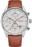 Hugo Boss Grand Prix White Dial Brown Leather Strap Watch for Men - 1513475 Authentic Buy Shop Now