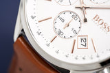 Hugo Boss Grand Prix White Dial Brown Leather Strap Watch for Men - 1513475 Authentic Buy Shop Now