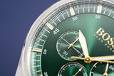 Hugo Boss Pioneer Green Dial Silver Steel Strap Watch for Men - 1513868 Authentic Buy Shop Now