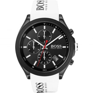 Hugo Boss Velocity Black Dial White Rubber Strap Watch for Men - 1513718 Authentic Buy Shop Now