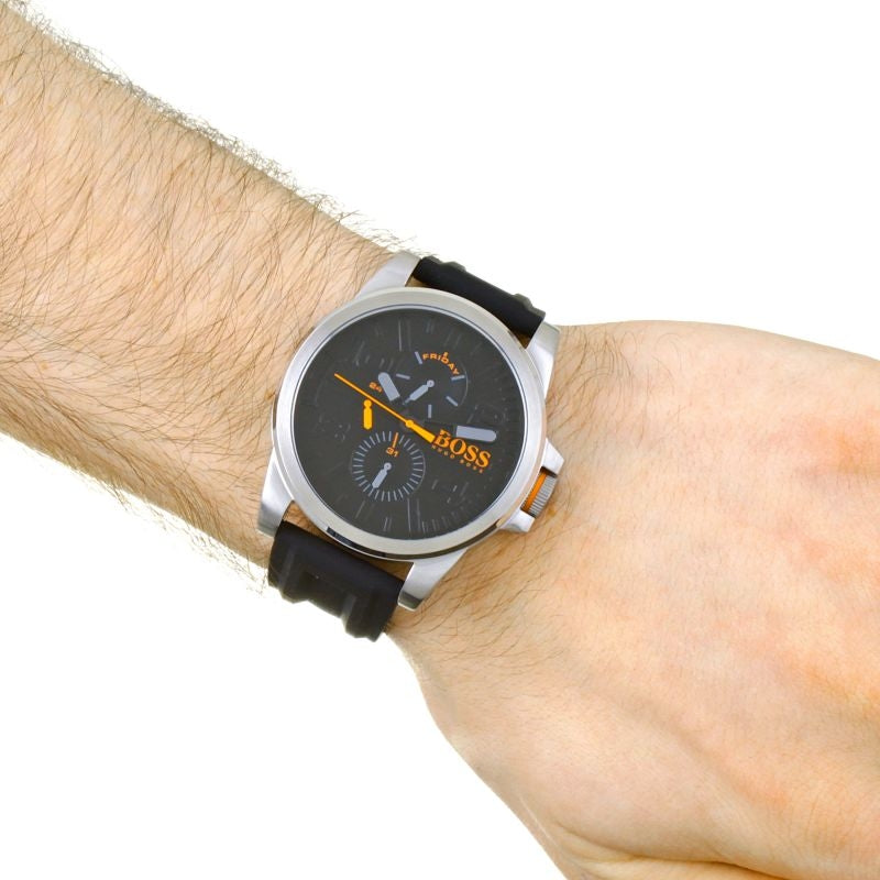 Hugo Boss Detroit Sport Quartz Black Dial Black Rubber Strap Watch for Men - 1550006 Authentic Buy Shop Now