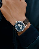 Hugo Boss Pioneer Chronograph Blue Dial Brown Leather Strap Watch For Men - 1513709 Authentic Buy Shop Now