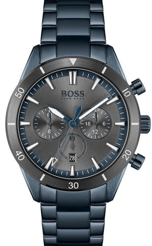 Hugo Boss Santiago Grey Dial Blue Steel Strap Watch for Men - 1513865 Authentic Buy Shop Now