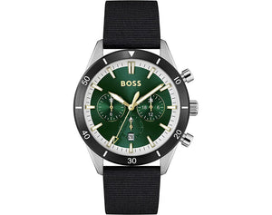 Hugo Boss Santiago Green Dial Black Nylon Strap Watch for Men - 1513936 Authentic Buy Shop Now