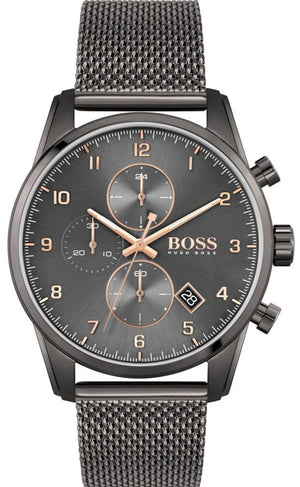 Hugo Boss Skymaster Grey Dial Grey Mesh Bracelet Watch for Men - 1513837 Authentic Buy Shop Now