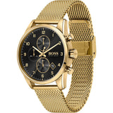 Hugo Boss Skymaster Black Dial Gold Mesh Bracelet Watch for Men - 1513838 Authentic Buy Shop Now