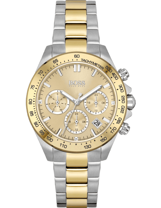 Hugo Boss Ikon Chronograph Silver Dial Two Tone Steel Strap Watch for Men - 1512960 Authentic Buy Shop Now