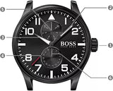 Hugo Boss Aeroliner Black Dial Black Leather Strap Watch For Men - 1513083 Authentic Buy Shop Now