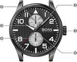 Hugo Boss Aeroliner Chronograph Black Dial Black Leather Strap Watch For Men - 1513086 Authentic Buy Shop Now