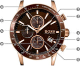 Hugo Boss Rafale Chronograph Brown Dial Brown Leather Strap Watch For Men - 1513392 Authentic Buy Shop Now