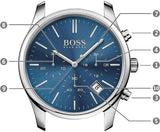 Hugo Boss Commander Blue Dial Silver Steel Strap Watch for Men - 1513434 Authentic Buy Shop Now