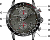 Hugo Boss Rafale Chronograph Grey Dial Grey Leather Strap Watch For Men - 1513445 Authentic Buy Shop Now