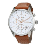 Hugo Boss Grand Prix White Dial Brown Leather Strap Watch for Men - 1513475 Authentic Buy Shop Now