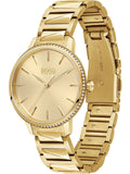 Hugo Boss Signature Gold Dial Gold Steel Strap Watch for Women - 1502541 Authentic Buy Shop Now
