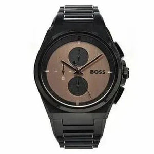 Hugo Boss Steer Chronograph Brown Dial Black Steel Strap Watch For Men - 1514043 Authentic Buy Shop Now
