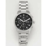 Hugo Boss View Chronograph Black Dial Silver Steel Strap Watch For Men - 1514008 Authentic Buy Shop Now