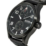 Hugo Boss Aeroliner Black Dial Black Leather Strap Watch For Men - 1513083 Authentic Buy Shop Now