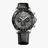 Hugo Boss Ikon Grey Dial Black Leather Strap Watch for Men - 1513177 Authentic Buy Shop Now